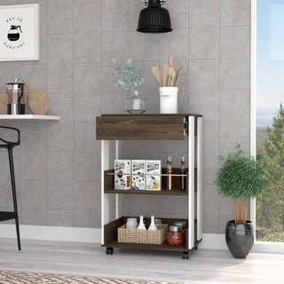 Dundee Kitchen Cart/White, White/Dark Walnut