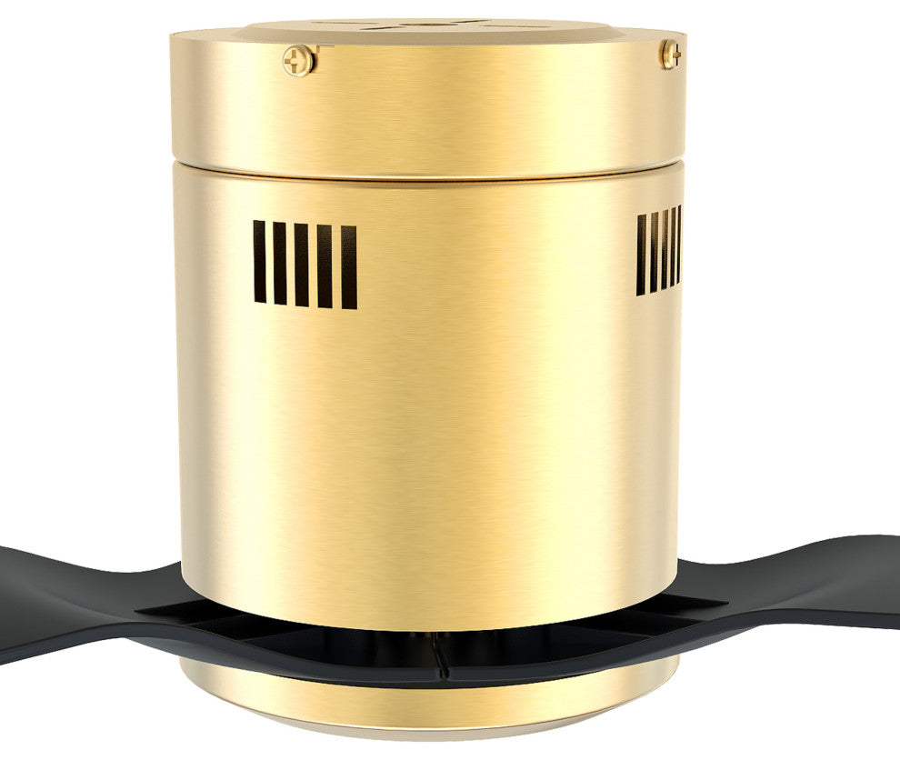 CARRO 52" 3 Blades Flush Mount Ceiling Fan with Remote Control No Light, Black/Gold