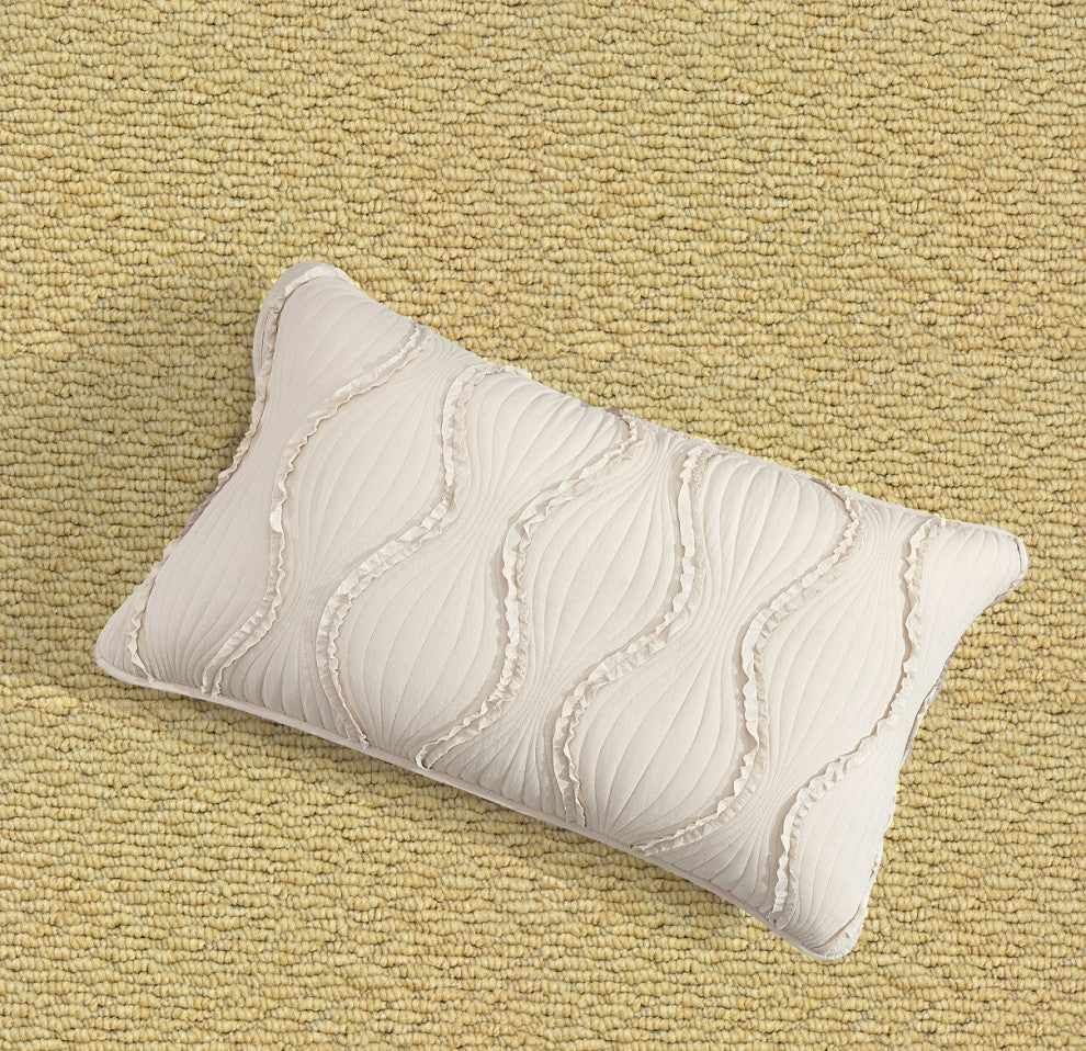 Vintage Classical French Country Boho Chic Ivory Tan Cream Ruffles Bedspread Set