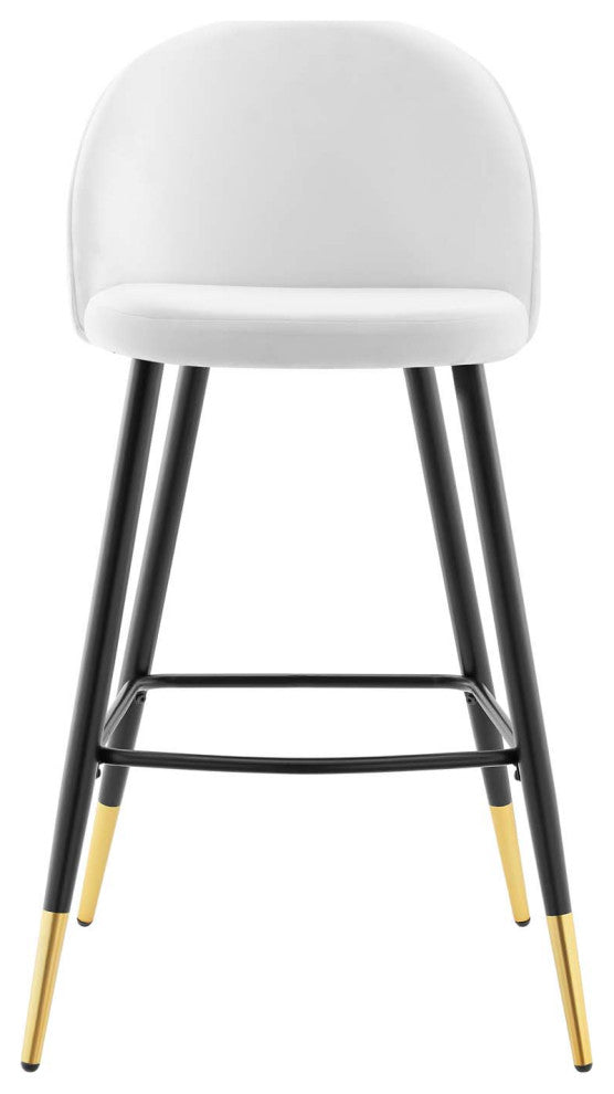 Bar Stool Chair Barstool, Set of 2, Velvet, Metal, White, Modern, Bar Pub Bistro