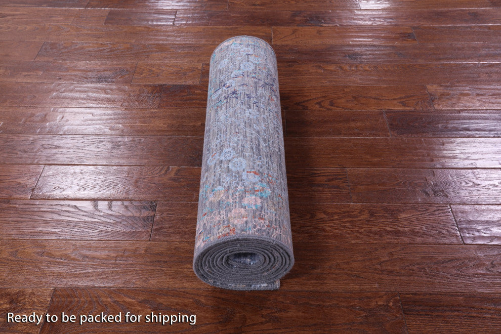 2' 6" X 12' 0" Runner Handmade Wool and Silk Modern Rug Q11827
