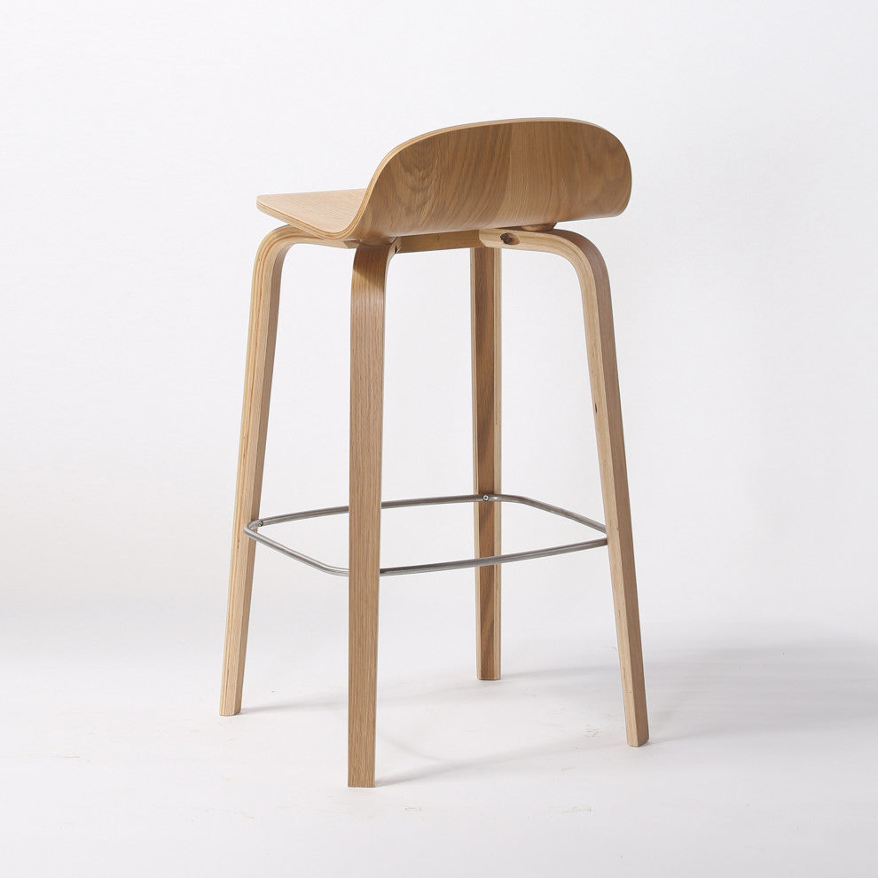 Elite Living Glen Modern 27" Wooden Counter Stool, Natural Brown