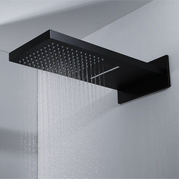 Fontana 22"Matte Black Digital Rainfall Shower System & Handheld Shower, Non LED