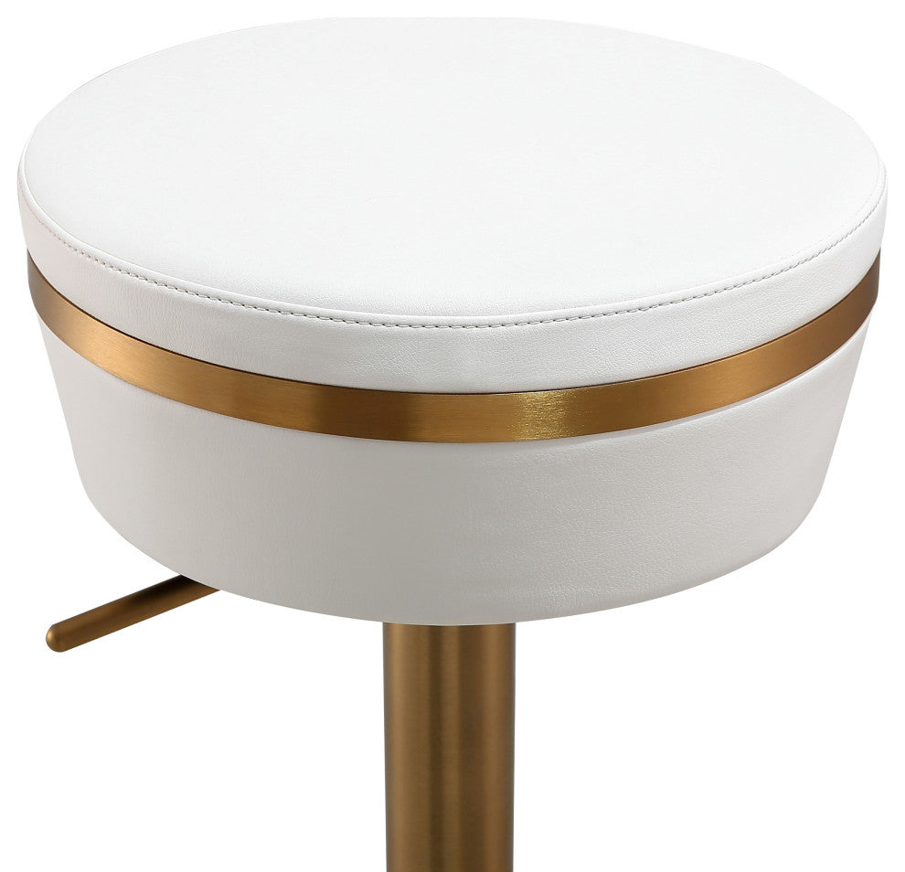 TOV Furniture Astro White and Gold Adjustable Stool