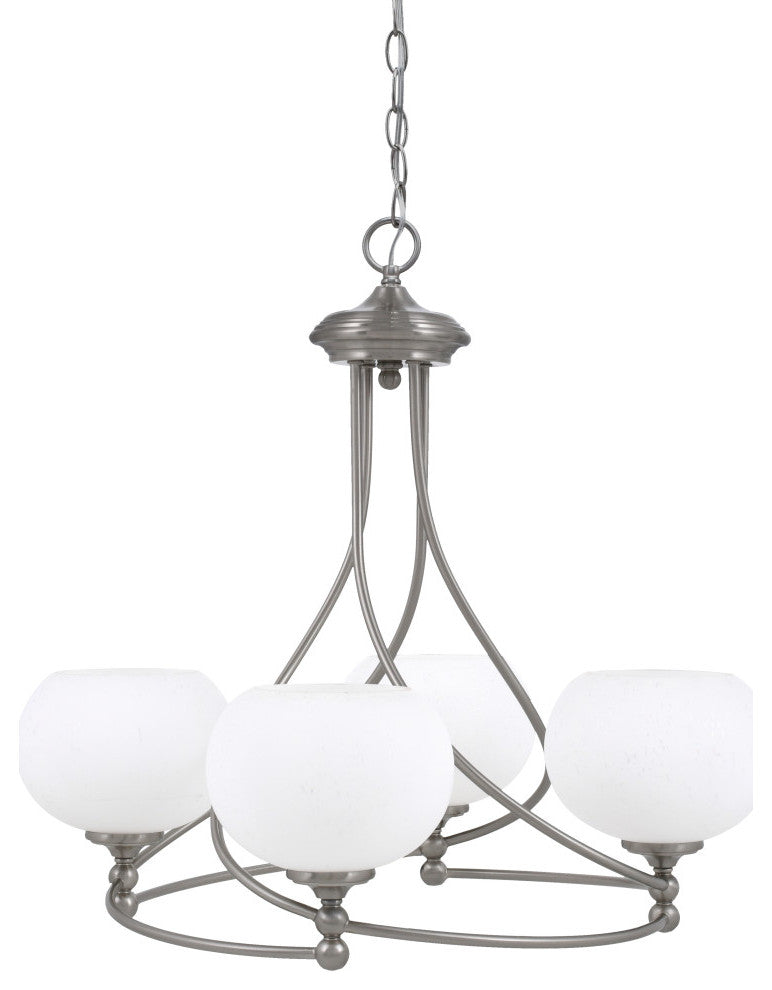 Capri 4-Light Chandelier, Brushed Nickel/White Muslin