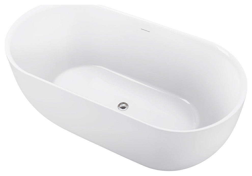 Giving Tree 59 inches Oval Freestanding Tub,Contemporary Soaking Tub,White