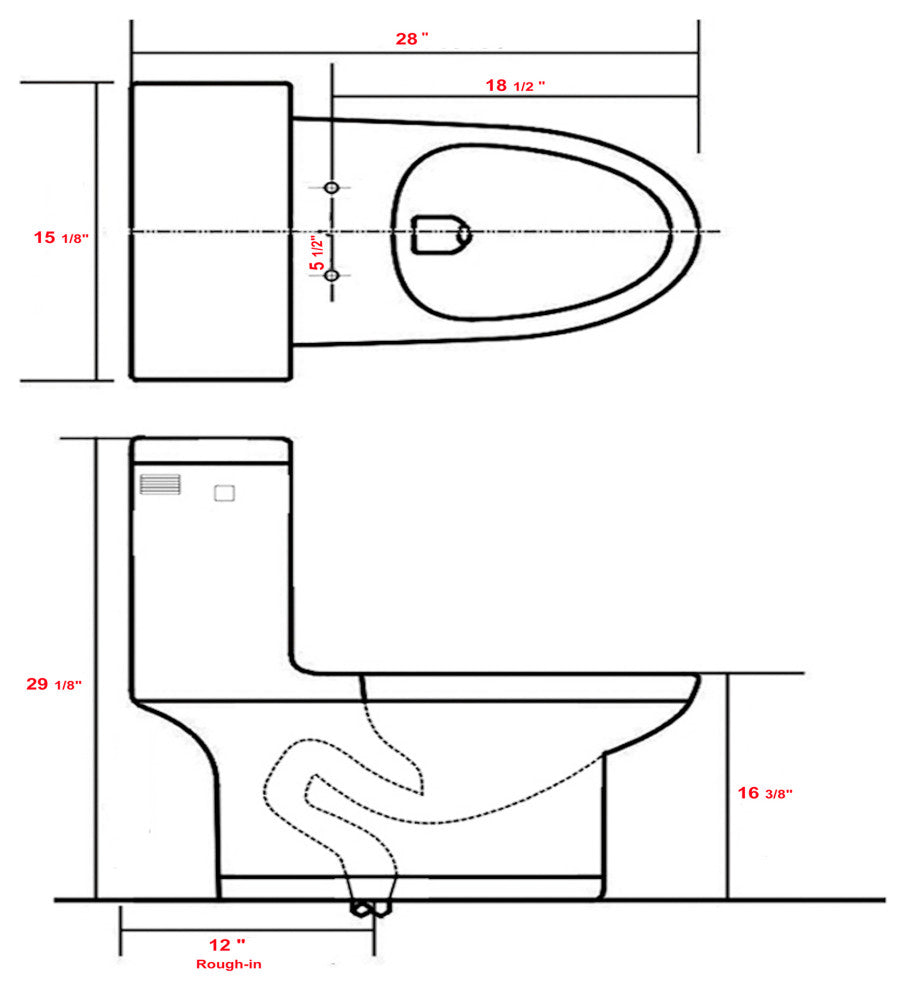 One-piece 1.28 GPF Single Flush Elongated Toilet with Soft-Close Seat