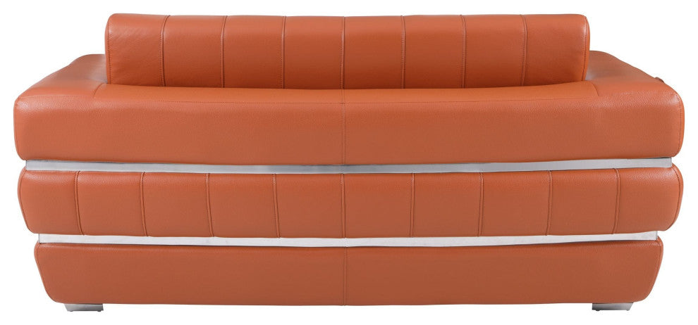 Ferrara Genuine Italian Leather Modern Loveseat Camel