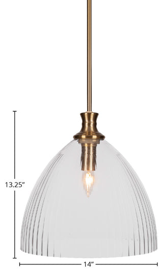 Carina 1-Light Pendant, New Age Brass/Clear Ribbed