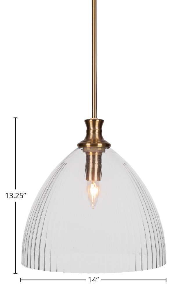 Carina 1-Light Pendant, New Age Brass/Clear Ribbed