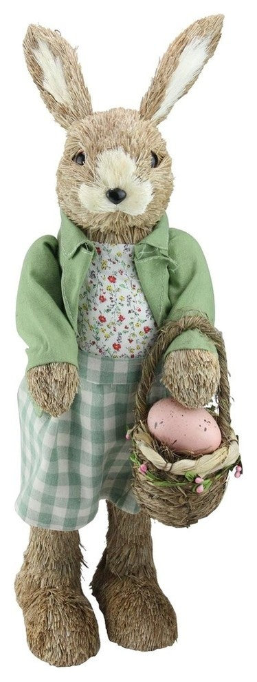 20.25" Easter Bunny Rabbit Spring Figure With Egg Basket