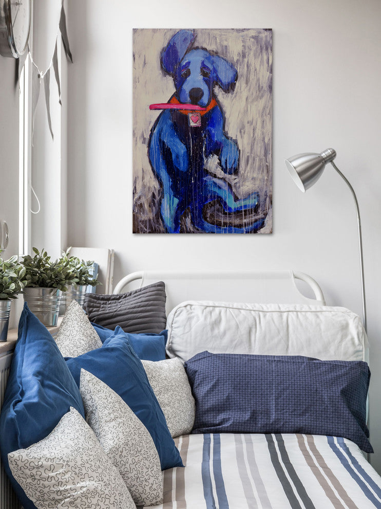 "Frisbee Caught" Painting Print on Wrapped Canvas, 16"x24"