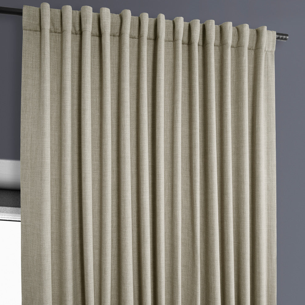 Faux Linen Extra Wide Room Darkening Curtain Single Panel, Oatmeal, 100"x84"