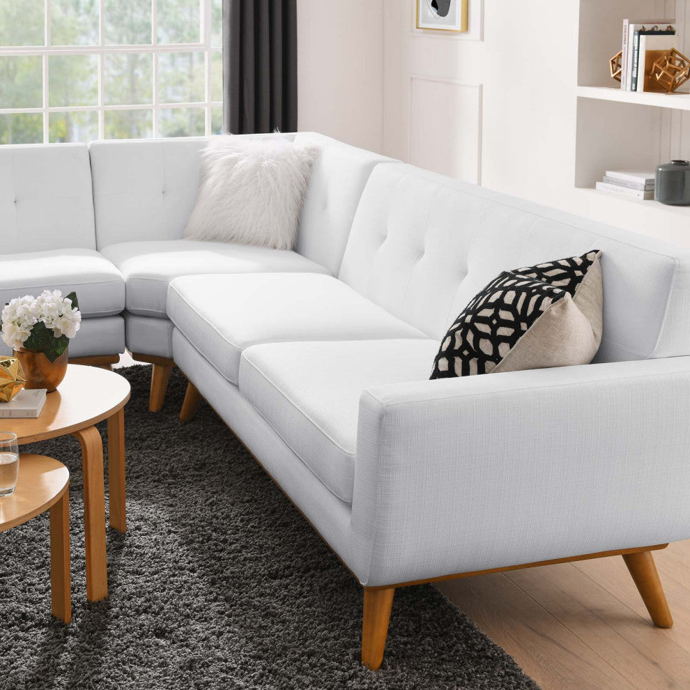 Sectional Sofa Set, Fabric, White, Modern, Living Lounge Hotel Lobby Hospitality
