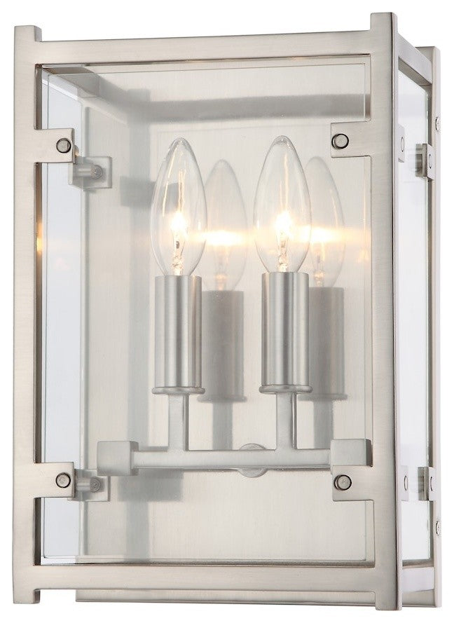 Crystorama Danbury 2-Light Sconce, Brushed Nickel