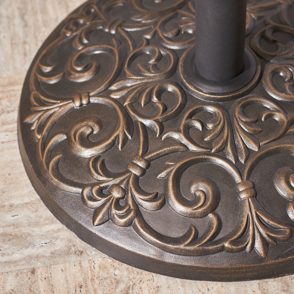 GDF Studio Sade Outdoor 60lb Concrete Circular Umbrella Base, Hammered Copper