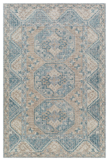 Surya Panipat PNP-2311 8'x10' Rug, Navy/Camel/Beige/Medium Gray/Aqua