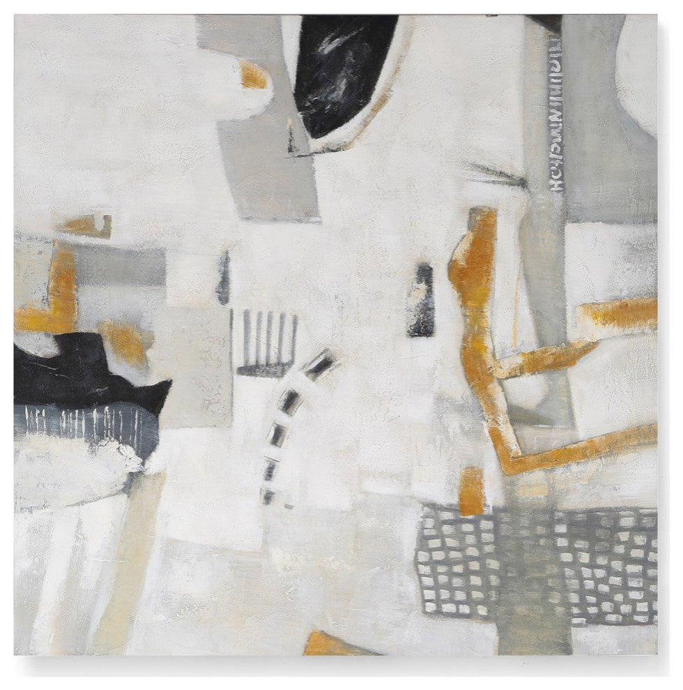 Foiled Concentration Modern Hand Painted Canvas Abstract Art - 50" x 50"