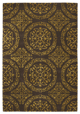 Satara Contemporary Area Rug, Brown and Gold, 5'x7'6" Rectangle