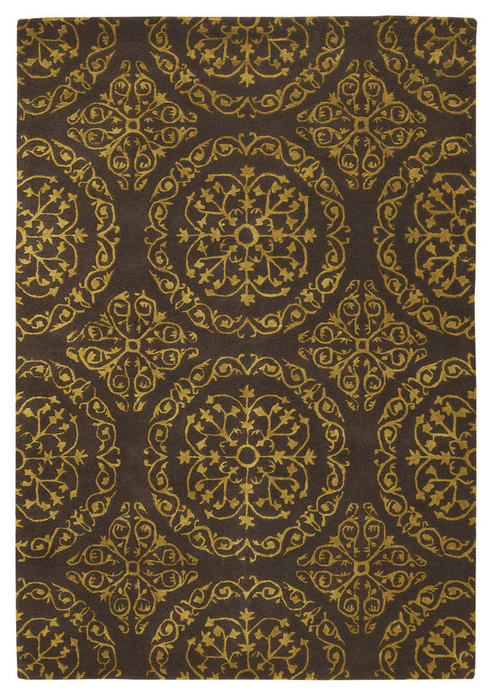 Satara Contemporary Area Rug, Brown and Gold, 5'x7'6" Rectangle