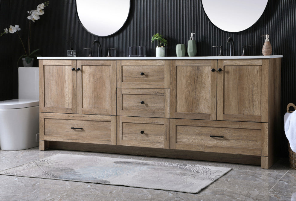 60" Double Bathroom Vanity, Natural Oak, 84