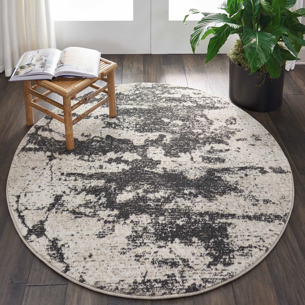 Nourison Maxell Ivory/Gray Area Rug, 3'10"x3'10"