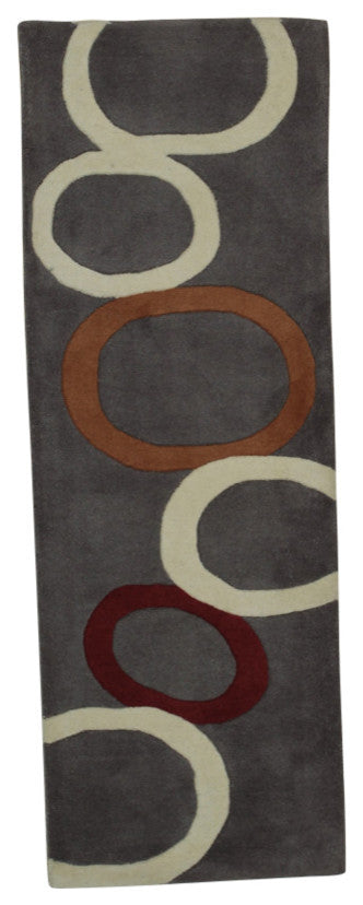 GRAY Transitional Stripe Modern Tufted Area Rug