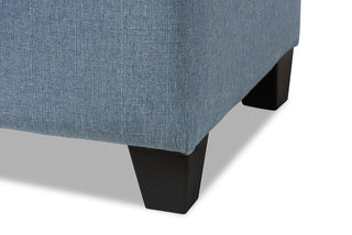 Paris Light Blue Fabric Storage Ottoman