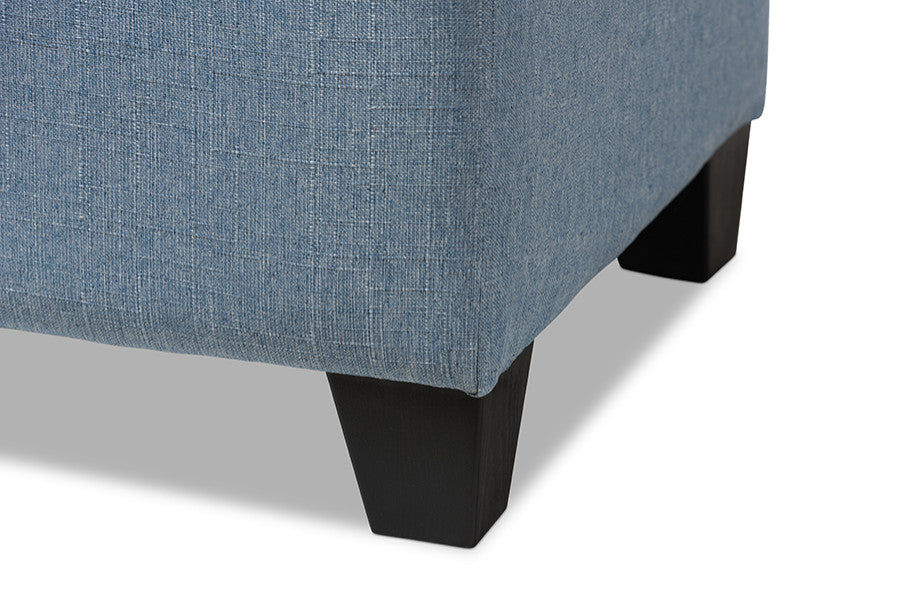 Paris Light Blue Fabric Storage Ottoman