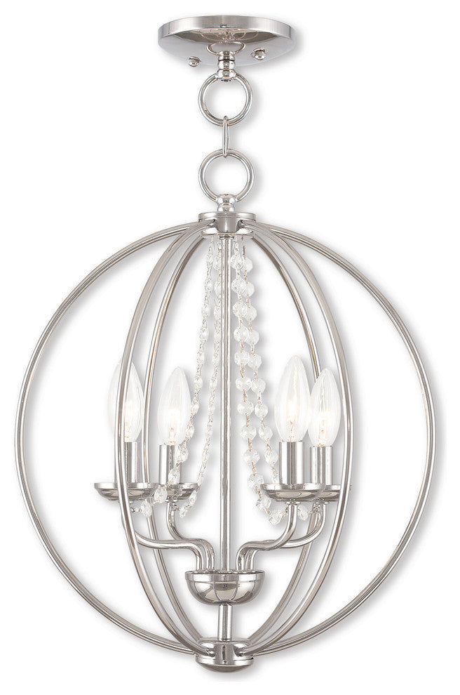 Arabella 4-Light Mini Chandelier/Ceiling Mount, Polished Chrome