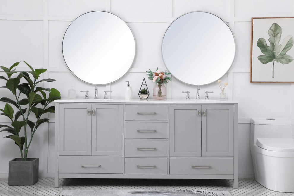 Grey 72" Double Sink Bathroom Vanity