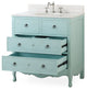 34 Inch Distressed Light Blue Daleville Cottage Style Bathroom Sink Vanity, With Backsplash