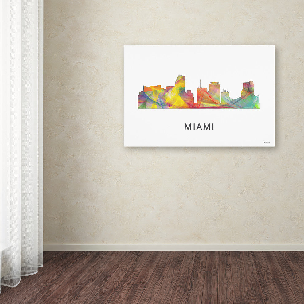 'Miami Florida Skyline Wb-1' Canvas Art, 47x30