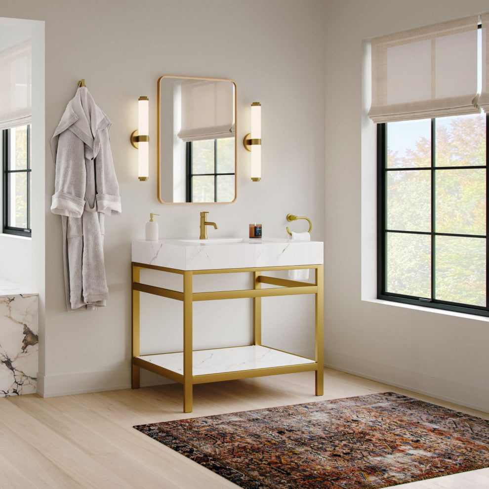 The Condesa Bathroom Vanity, Brushed Gold, 36", Single Sink, Freestanding