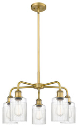 Hadley 5-Light 23" Stem Chandelier, Brushed Brass Finish, Clear Shade