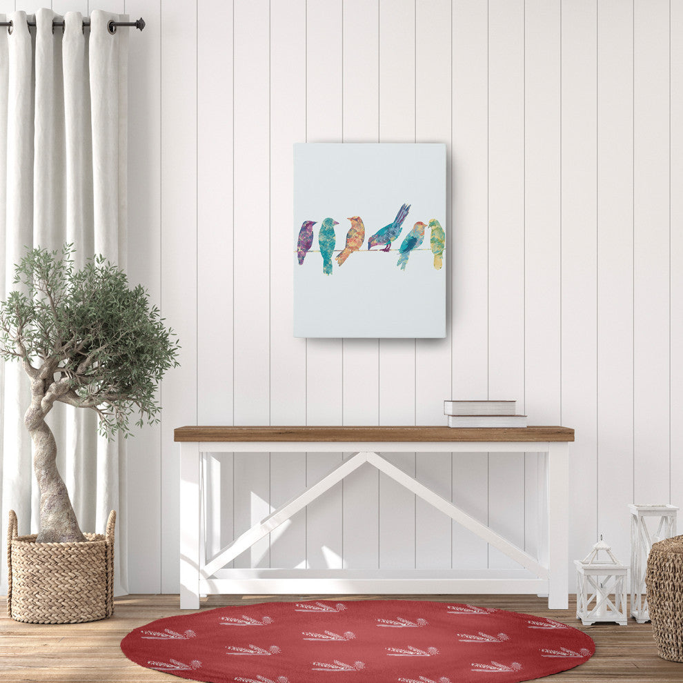 Feather Pattern Spring Chenille Rug, Ligonberry Red, 5' Round