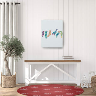 Feather Pattern Spring Chenille Rug, Ligonberry Red, 5' Round