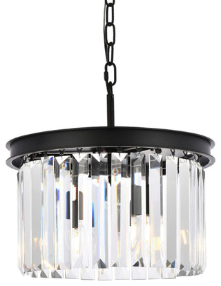 Elegant Lighting 1238D16/RC Sydney 3 Light 16"W Crystal Pendant - Matte Black