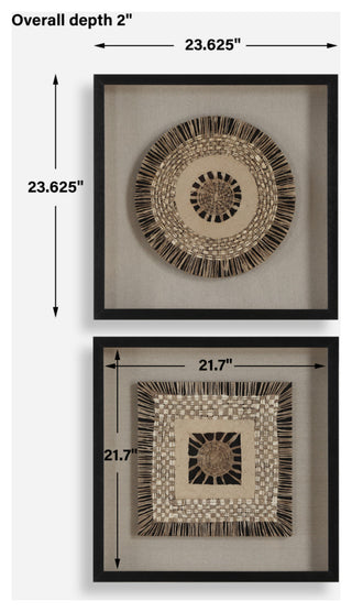 Uttermost 04367 Intertwine 24" x 24" Framed Shadow Boxes - Set of - Beige