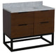 Mia 42" Bathroom Vanity, Walnut, Carrara Marble