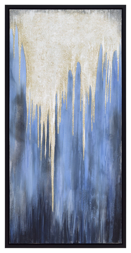 Snowy Drip 1 Textured Metallic Hand Painted Framed Wall Art by Martin Edwards