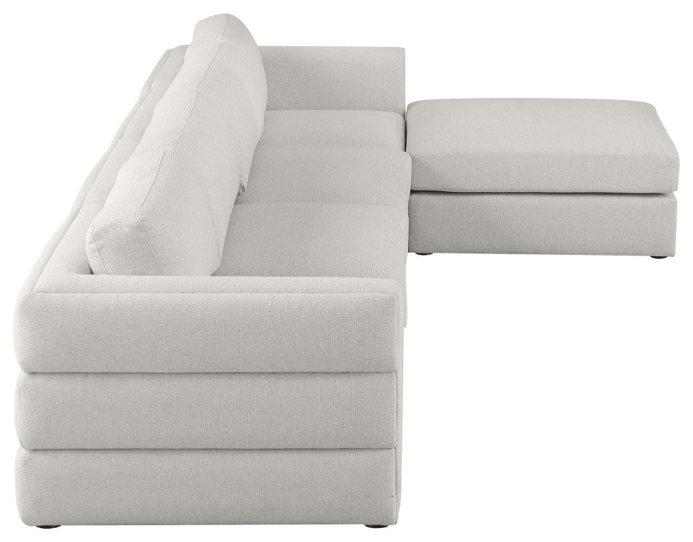 Beckham Linen Textured Fabric 5-Piece Modular L-Shaped Sectional, Beige