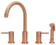 Two-Handles Copper Widespread Kitchen Faucet With Side Sprayer, Copper