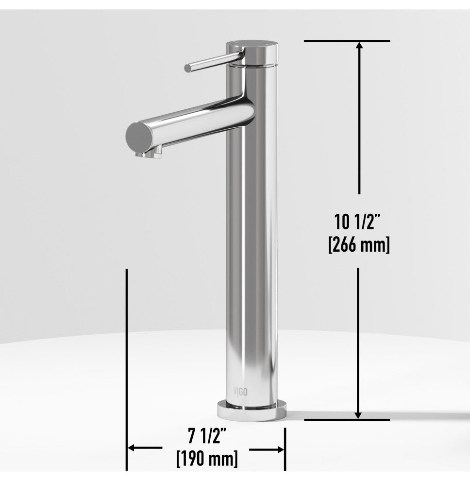 VIGO Jewel 11" H Single Handle Single Hole Bathroom Vessel Faucet, Chrome