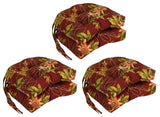 16" Patterned Outdoor U-Shaped Tufted Chair Cushions, Set of 6, Passion Ruby
