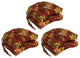 16" Patterned Outdoor U-Shaped Tufted Chair Cushions, Set of 6, Passion Ruby