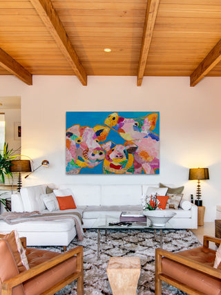 "Trois Cochons" Painting Print on Wrapped Canvas, 45x30