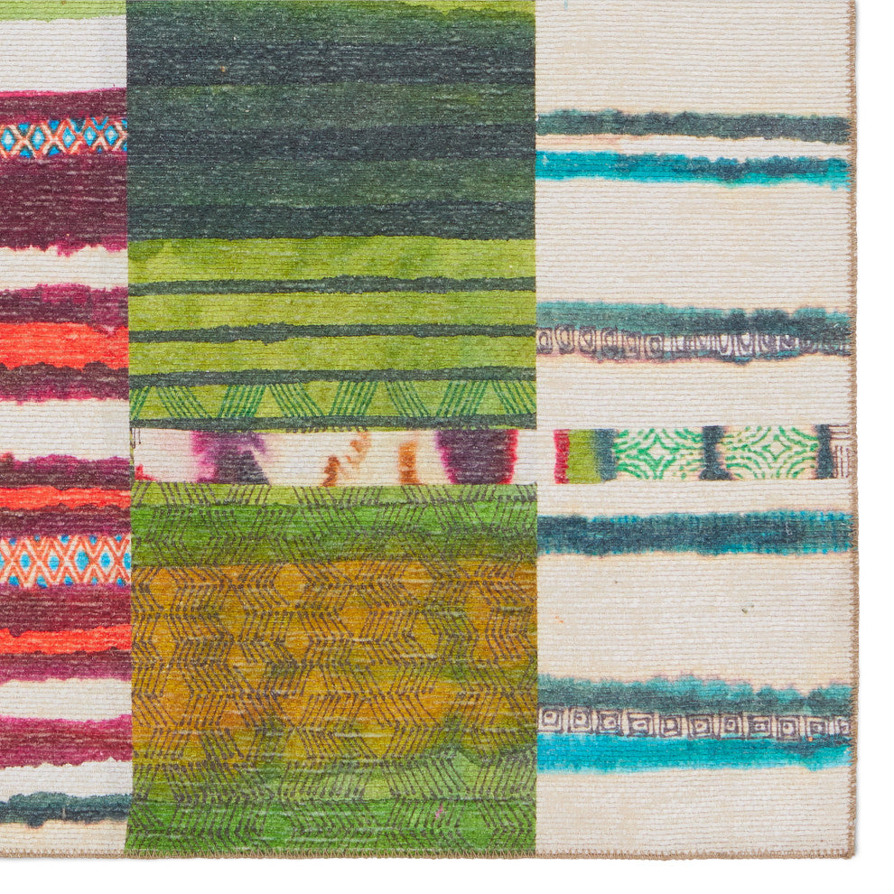 Vibe Bellium Outdoor Striped Multicolor/Blue Runner Rug 2'6"X8'