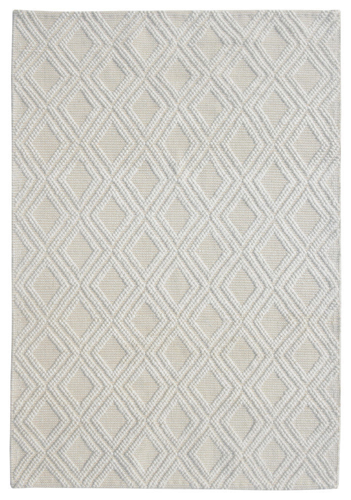 Chloe Diamond Area Rug, Ivory/Natural, 9' X 13'