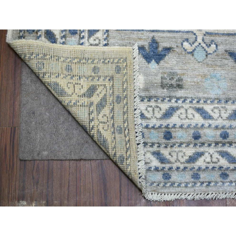 Gray, Anatolian Design, Supple Wool Hand Knotted Oriental Rug, 6'2"x8'7"